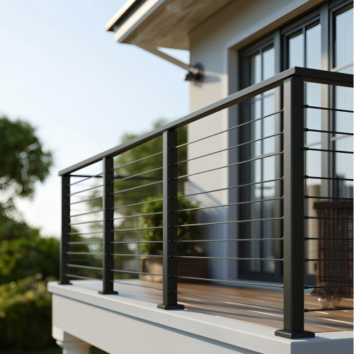 6.5 ft Complete Cable Railing Kit with Post 35 inch Tall Matte Black