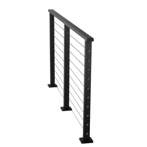 6.5 ft Complete Cable Railing Kit with Post 35 inch Tall Matte Black