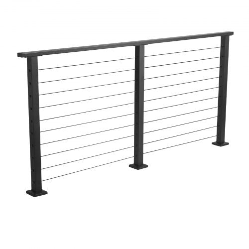 6.5 ft Complete Cable Railing Kit with Post 35 inch Tall Matte Black