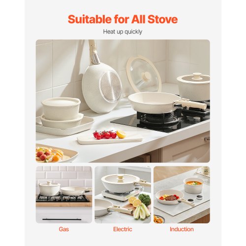 17 Piece Pots and Pans Set Nonstick Detachable Handle Cookware Space