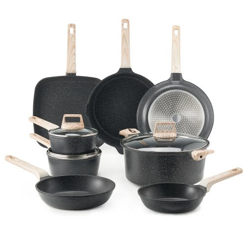 19 Piece Pots and Pans Set Granite Nonstick Cookware Set Induction