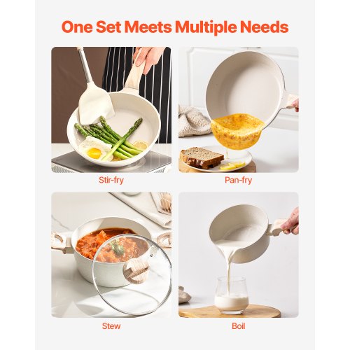 17 Piece Pots and Pans Set Granite Nonstick Cookware Set Induction