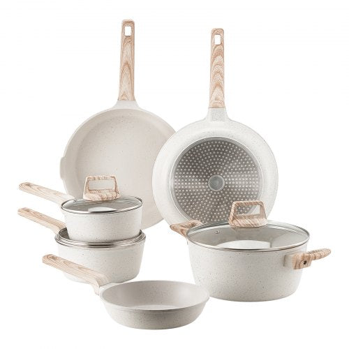 17 Piece Pots and Pans Set Granite Nonstick Cookware Set Induction