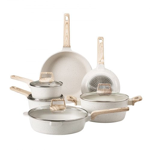 17 Piece Pots and Pans Set Granite Nonstick Cookware Set Induction