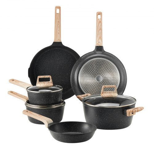 17 Piece Pots and Pans Set Nonstick Granite Cookware Set Induction