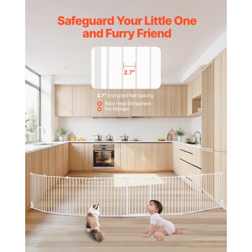 Baby Gate 192 Inches Extra Wide 28 Inches High 8Panel Foldable Dog Gate