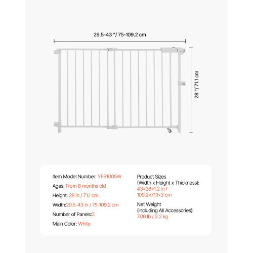Baby Gate 29543 Inches Adjustable Width 28 Inches High Dog Gate No