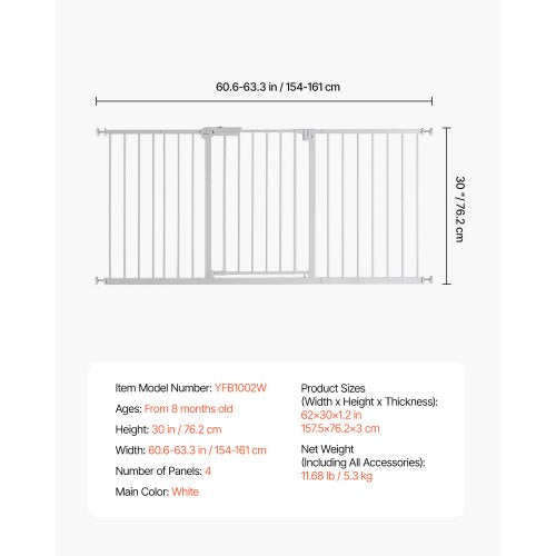 Baby Gate 606633 Inches Adjustable Width 30 Inches High Dog Gate Easy