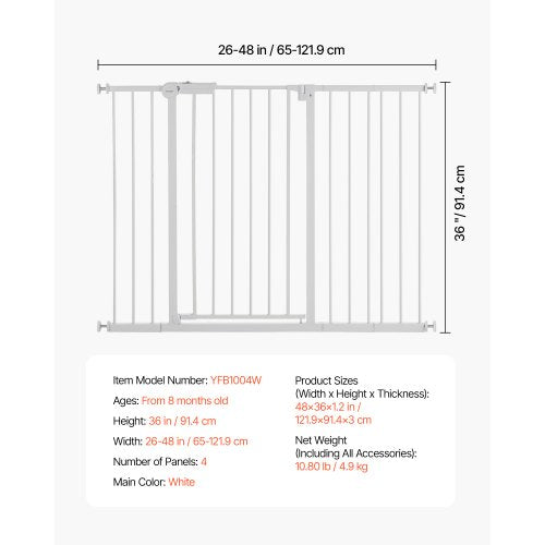 Baby Gate 2648 Inches Adjustable Width 36 Inches High Dog Gate Easy Step