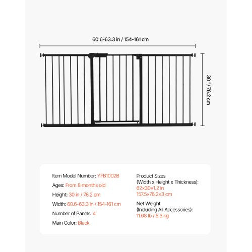 Baby Gate 606633 Inches Adjustable Width 30 Inches High Dog Gate Easy