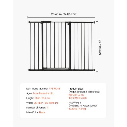 Baby Gate 2648 Inches Adjustable Width 36 Inches High Dog Gate Easy Step