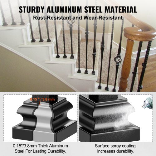 Aluminum Alloy Baluster Shoes Stair Flat Shoe with Screw Holes for 12 Inch