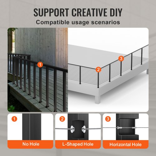 Cable Rail Post Level Deck Stair Post 36 x 15 x 15 Cable Handrail Post