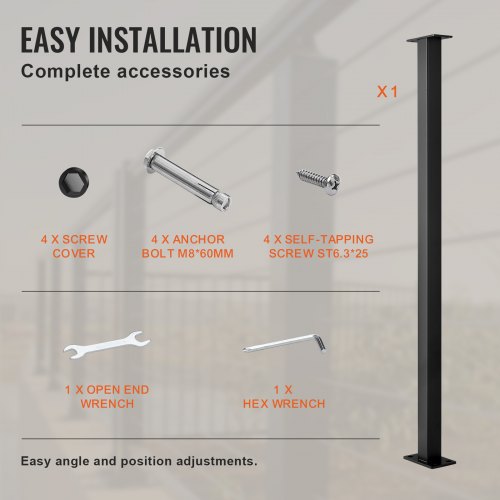 Cable Rail Post Level Deck Stair Post 36 x 15 x 15 Cable Handrail Post
