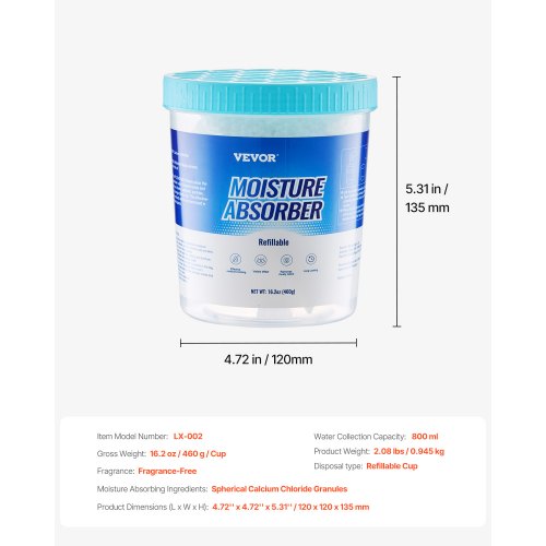 Moisture Absorber Bucket 2 Packs 16.2 oz HiCapacity Moisture Absorber