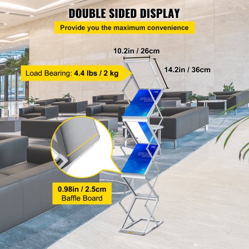 Foldable Magazine Display Rack 6 Pockets PopUp Brochure Display Stand