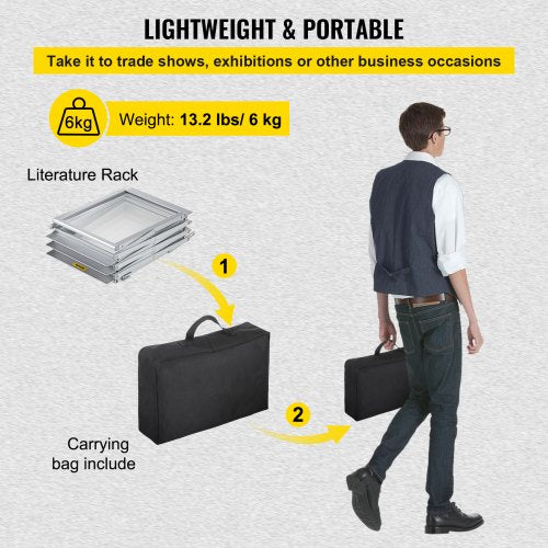 Foldable Magazine Display Rack 6 Pockets PopUp Brochure Display Stand