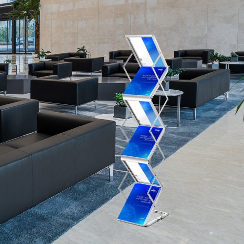 Foldable Magazine Display Rack 6 Pockets PopUp Brochure Display Stand