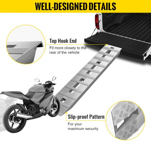 60 X 12 Aluminum Trailer Ramps 6000LBS Total Beavertail Hook End 1