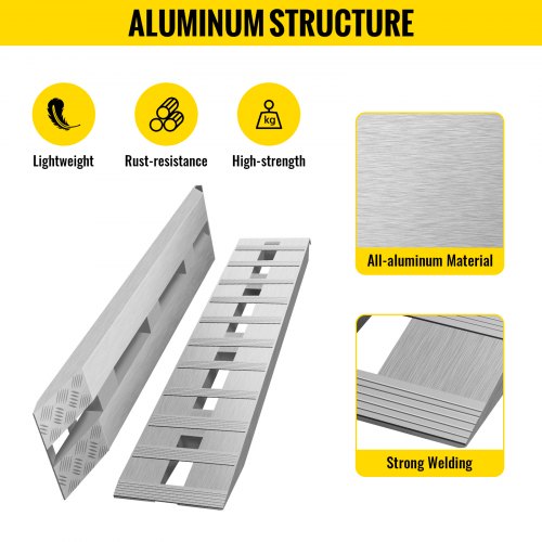 60 X 12 Aluminum Trailer Ramps 6000LBS Total Beavertail Hook End 1