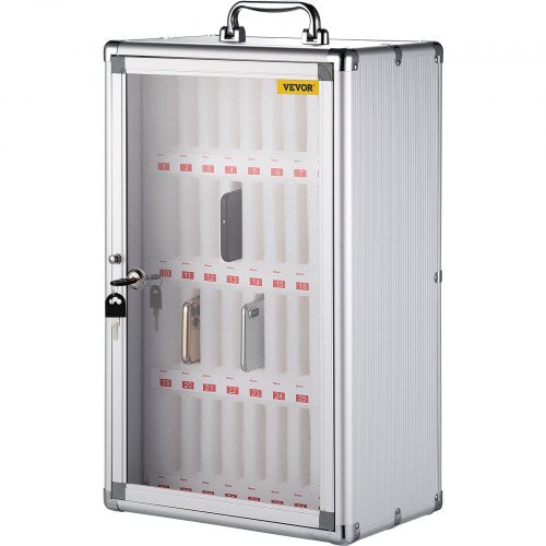 36 Slots Cell Phone Cabinet Silver Aluminum Alloy Pocket Chart Storage