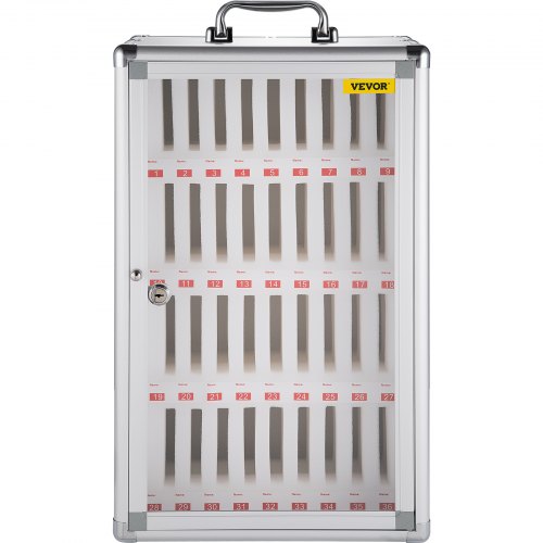 36 Slots Cell Phone Cabinet Silver Aluminum Alloy Pocket Chart Storage