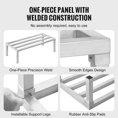 Aluminum Dunnage Rack 48” x 20” Commercial Food Floor Rack 12” Off the Floor