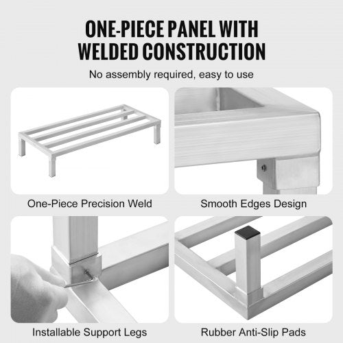 Aluminum Dunnage Rack 48” x 20” Commercial Food Floor Rack 8” Off the Floor