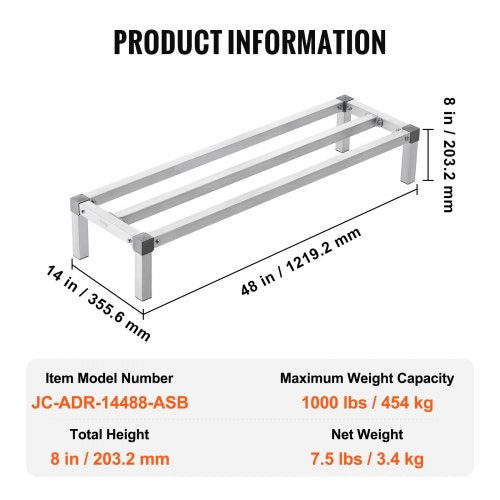 Aluminum Dunnage Rack 48 x 14 Commercial Food Floor Rack 8 Off the Floor