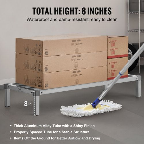 Aluminum Dunnage Rack 48” x 20” Commercial Food Floor Rack 8” Off the Floor