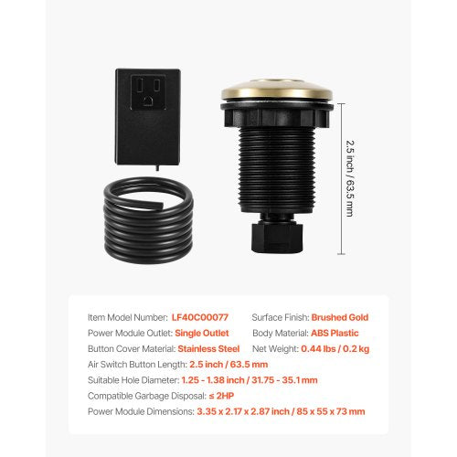 Garbage Disposal Air Switch Kit 25 Sink Top Air Switch for Food Waste