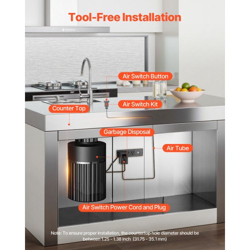 Garbage Disposal Air Switch Kit 25 Sink Top Air Switch for Food Waste 1