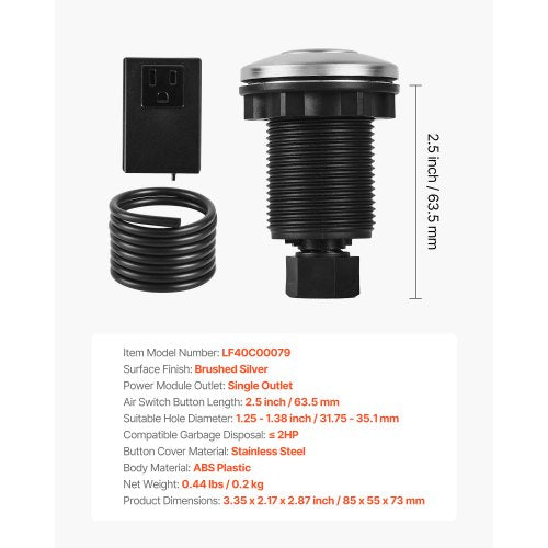 Garbage Disposal Air Switch Kit 25 Sink Top Air Switch for Food Waste 1