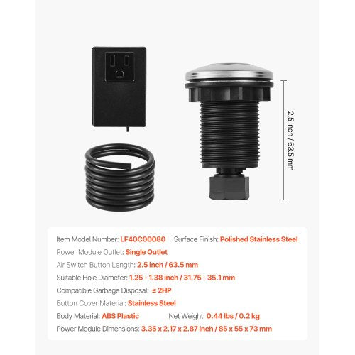 Garbage Disposal Air Switch Kit 25 Sink Top Air Switch for Food Waste 2