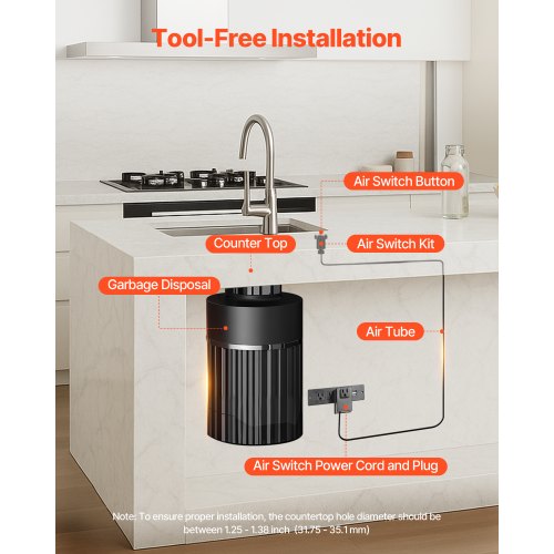 Garbage Disposal Air Switch Kit 35 Long Sink Top Air Switch for Food