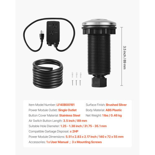 Garbage Disposal Air Switch Kit Dual Outlet Sink Top Air Switch for Food 2