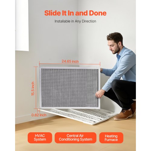 Electrostatic Air Filter 16x25x1 inch Washable Reusable Aluminum ACHVAC