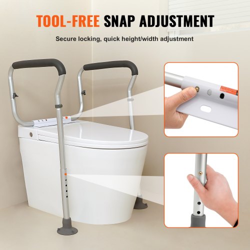 Toilet Safety Rail Bathroom Toilet Seat Frame Adjustable Width Height