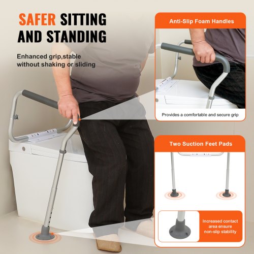 Toilet Safety Rail Bathroom Toilet Seat Frame Adjustable Width Height
