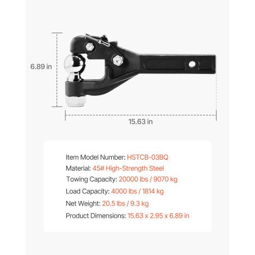 Pintle Hook 20000 lbs Pintle Hook Hitch for 2inch Hitch Hook Military