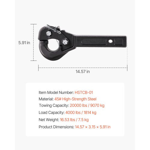 Pintle Hook 20000 lbs Towing Capacity Pintle Hitch Receiver for 2inch