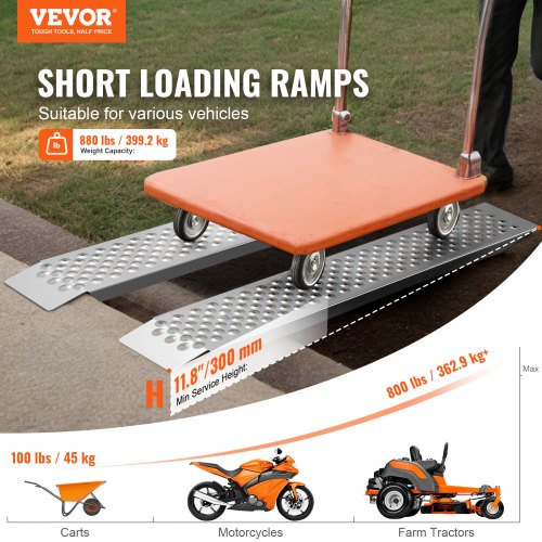 Portable Loading Ramps 2 Pcs 472 x 8.5 in Durable Aluminum Shed Ramp Set