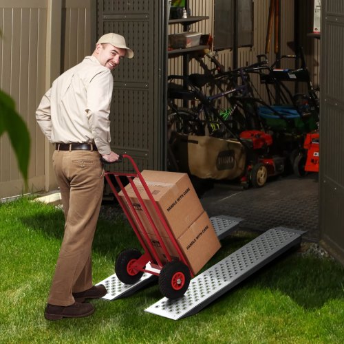 Portable Loading Ramps 2 Pcs 472 x 8.5 in Durable Aluminum Shed Ramp Set