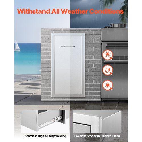 Outdoor Kitchen Trash Drawer 1181W x 196D x 2362H Interior Storage