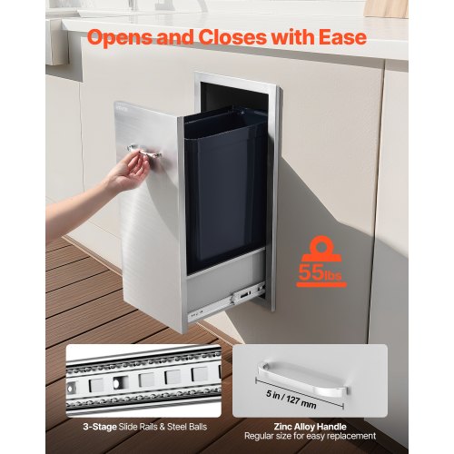 Outdoor Kitchen Trash Drawer 1181W x 196D x 2362H Interior Storage