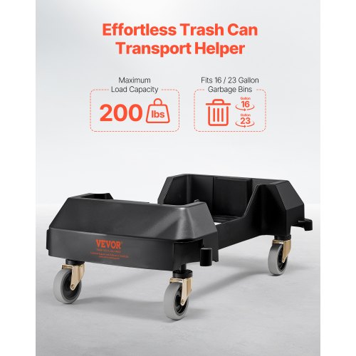 Trash Can Dolly Fit 16 / 23 Gallon Containers Slim Trash Can Roller Base