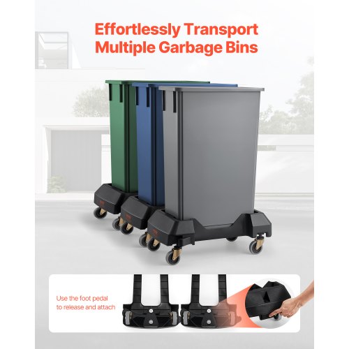 Trash Can Dolly Fit 16 / 23 Gallon Containers Slim Trash Can Roller Base