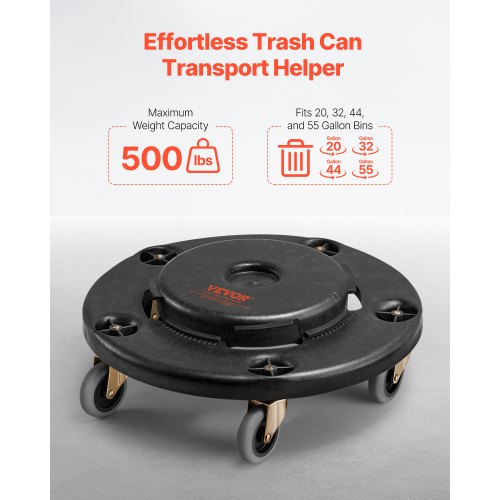 Trash Can Dolly Fit 20 32 44 55 Gallon Containers Round Trash Can