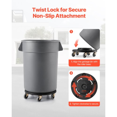 Trash Can Dolly Fit 20 32 44 55 Gallon Containers 2 Packs Round Trash