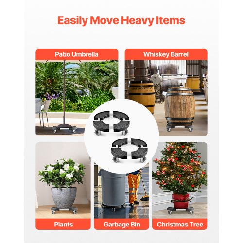Trash Can Dolly with 4 Lockable Wheels 440lbs Weight Capacity 2 Packs